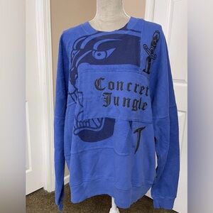 Spirit Jersey Blue Concrete Jungle 100% Cotton Unisex Oversized Sweatshirt NWT